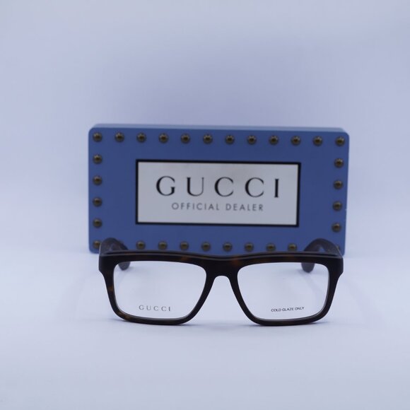 Gucci GG1572O 002 Rectangle Eyeglasses 54mm – Matte Havana - Picture 4 of 12